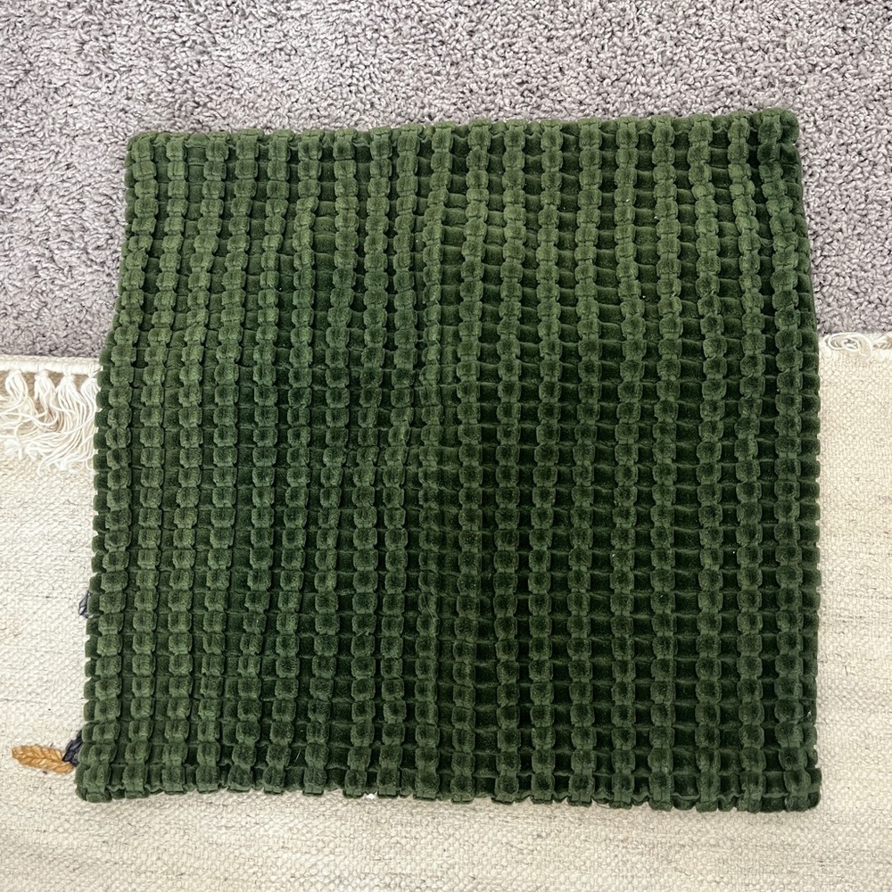 Crate & Barrel Green Velvet Pillow Cover